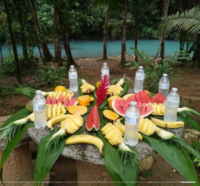 Pausa de fruta fresca junto al Río Celeste